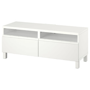 BESTÅ TV bench with drawers, white/Västerviken/Stubbarp white, 120x42x48 cm