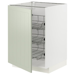 METOD Base cabinet with wire baskets, white/Stensund light green, 60x60 cm