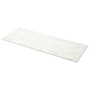 EKBACKEN Worktop, white marble effect, laminate, 246x2.8 cm