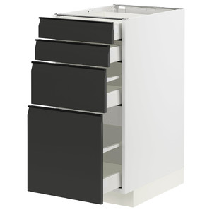 METOD / MAXIMERA Base cab 4 frnts/4 drawers, white/Upplöv matt anthracite, 40x60 cm