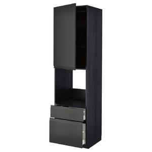 METOD / MAXIMERA Hi cab f ov w dr/2 frnt/1 m/1 h drw, black/Upplöv matt anthracite, 60x60x220 cm