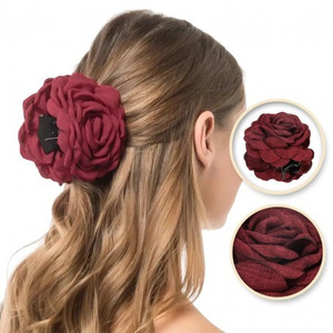 ECARLA Hair Clip Flower, dark red