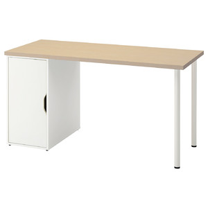 MÅLSKYTT / ALEX Desk, birch/white, 140x60 cm