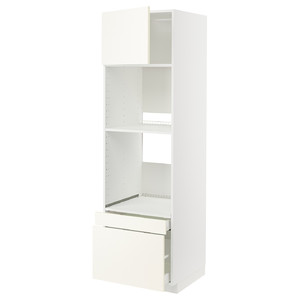 METOD / MAXIMERA Hi cab f ov/combi ov w dr/2 drwrs, white/Vallstena white, 60x60x200 cm