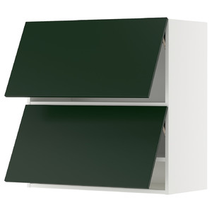 METOD Wall cab horizo 2 doors w push-open, white/Havstorp deep green, 80x80 cm