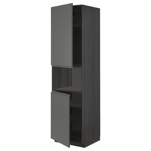 METOD High cab f micro w 2 doors/shelves, black/Voxtorp dark grey, 60x60x220 cm