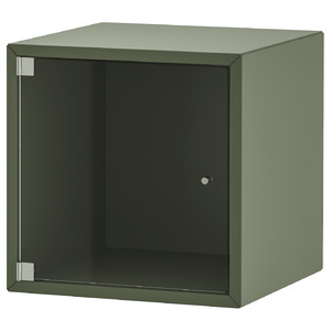 EKET Wall cabinet with glass door, grey-green, 35x35x35 cm