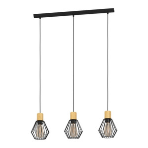 Pendant Lamp Palmorla 3 x E27, wood-black