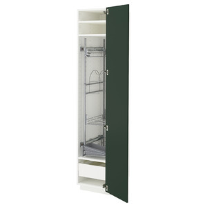 METOD / MAXIMERA High cabinet with cleaning interior, white/Havstorp deep green, 40x60x200 cm