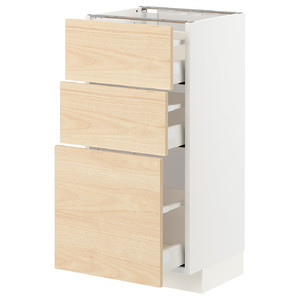 METOD / MAXIMERA Base cabinet with 3 drawers, white/Askersund light ash effect, 40x37 cm