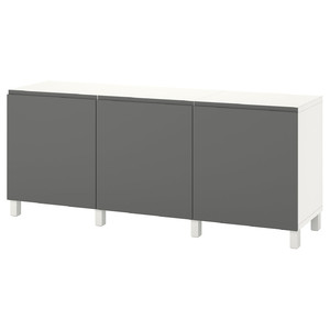 BESTÅ Storage combination with doors, white/Västerviken/Stubbarp dark grey, 180x42x74 cm