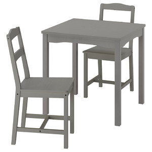 HAUGA / HAUGA Table and 2 chairs, grey/grey, 74x74 cm