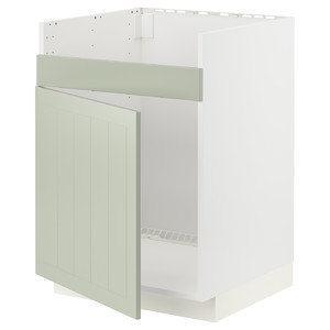 METOD Base cab f HAVSEN single bowl sink, white/Stensund light green, 60x60 cm