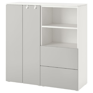 SMÅSTAD / PLATSA Storage combination, white/grey, 120x42x123 cm