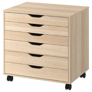 ALEX Drawer unit on castors, white stained/oak effect, 67x66 cm