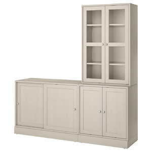 HAVSTA Storage combination w sliding doors, grey-beige, 202x47x212 cm