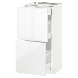 METOD / MAXIMERA Base cab with 2 fronts/3 drawers, white, Ringhult white, 40x37 cm