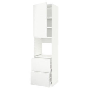 METOD / MAXIMERA High cabinet f oven+door/2 drawers, white/Voxtorp matt white, 60x60x240 cm