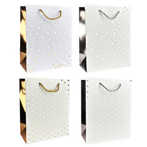 Gift Bag 260x320 12pcs, white, assorted patterns
