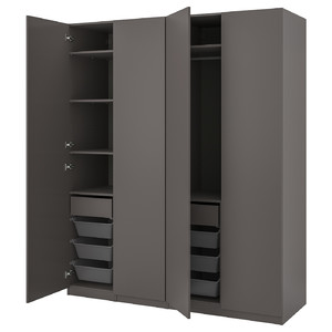 PAX / FORSAND Wardrobe combination, dark grey/dark grey, 200x60x236 cm