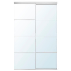 AULI/SKYTTA Sliding door combination, aluminium/mirror glass, 152x240 cm