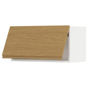 METOD Wall cabinet horizontal w push-open, white/Voxtorp oak effect, 80x40 cm