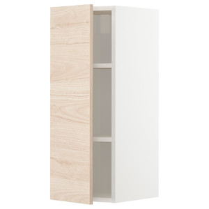 METOD Wall cabinet with shelves, white/Askersund light ash effect, 30x80 cm