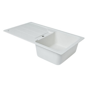 Cooke&Lewis Granite Kitchen Sink Arber 1 Bowl with Drainer, white