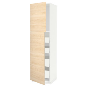 METOD / MAXIMERA Hi cab w 2 doors/4 drawers, white/Askersund light ash effect, 60x60x220 cm