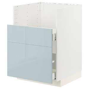 METOD / MAXIMERA Base cab f BREDSJÖN sink/2 fronts/2 drws, white/Kallarp light grey-blue, 60x60 cm