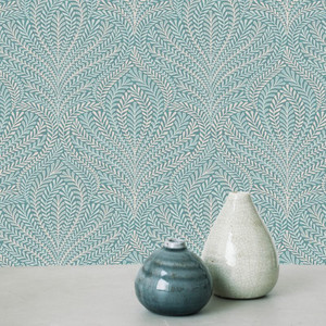 GoodHome Vinyl Wallpaper on Fleece Danbu, dark turquoise