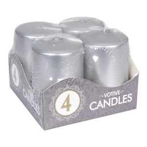 Christmas Advent Candle 4pcs, silver