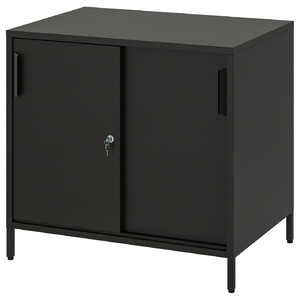 TROTTEN Cabinet with sliding doors, anthracite, 80x75 cm
