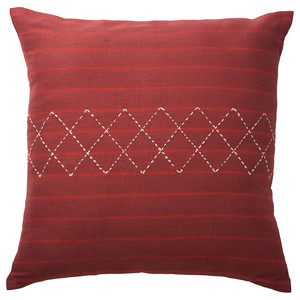 MÄVINN Cushion cover, red white/embroidery, 50x50 cm