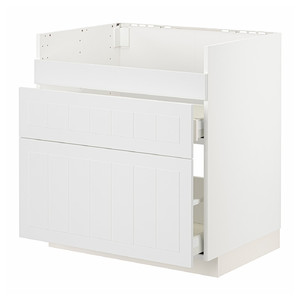 METOD / MAXIMERA Base cb f HAVSEN snk/3 frnts/2 drws, white/Stensund white, 80x60 cm