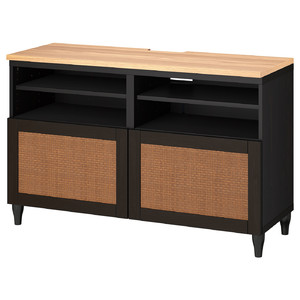 BESTÅ TV bench with doors, black-brown/Studsviken/Kabbarp black-brown, 120x42x76 cm