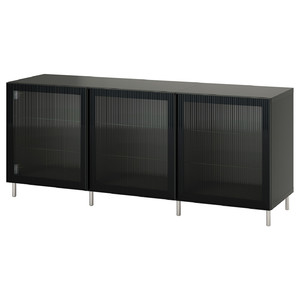 BESTÅ Storage combination with doors, dark grey/Fällsvik anthracite, 180x42x74 cm