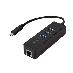 LogiLink Adapter Gigabit USB 3.0 type-C to 1x RJ45 and 3xUSB 3.0 type A