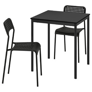 SANDSBERG / ADDE Table and 2 chairs, black/black, 67x67 cm