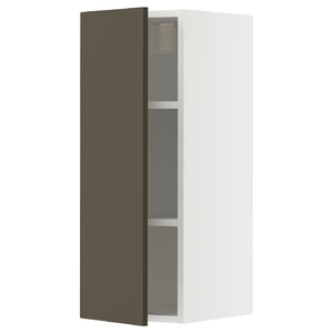 METOD Wall cabinet with shelves, white/Havstorp brown-beige, 30x80 cm