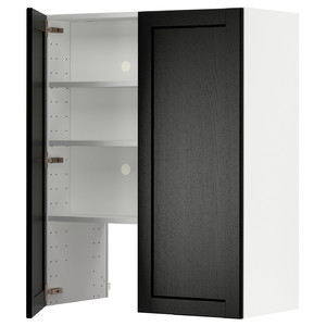 METOD Wall cb f extr hood w shlf/door, white/Lerhyttan black stained, 80x100 cm