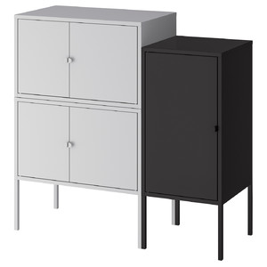 LIXHULT Cabinet combination, grey, anthracite, 95x35x92 cm