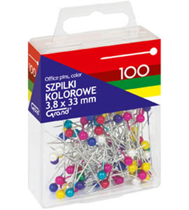 Office Pins 3.8 x 33mm 100pcs, colour