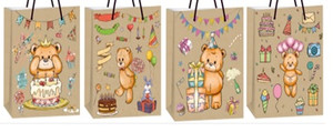Gift Bag Teddy Bear Birthday 300x420, assorted, 12pcs