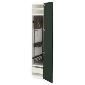 METOD / MAXIMERA High cabinet with cleaning interior, white/Havstorp deep green, 40x60x200 cm