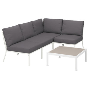 SEGERÖN 3-seat conversation set, outdoor white/beige/Frösön/Duvholmen dark grey