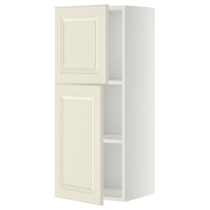 METOD Wall cabinet with shelves/2 doors, white/Bodbyn off-white, 40x100 cm