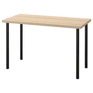 LAGKAPTEN / ADILS Desk, white stained oak effect, black, 120x60 cm