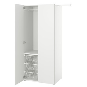 PLATSA Wardrobe with 2 doors, white/Fonnes white, 110-127x57x181 cm