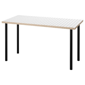 LAGKAPTEN / ADILS Desk, white anthracite/black, 140x60 cm